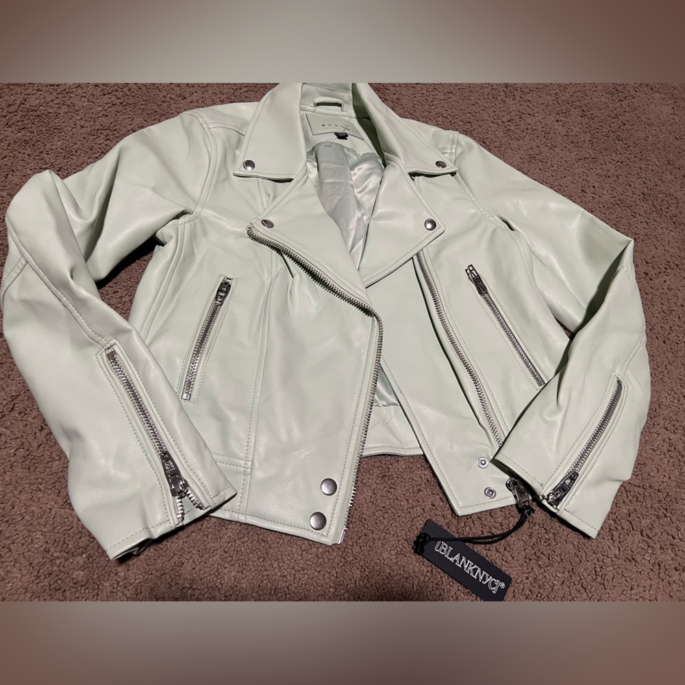 Blank NYC Women's Mint Green Leather Jacket